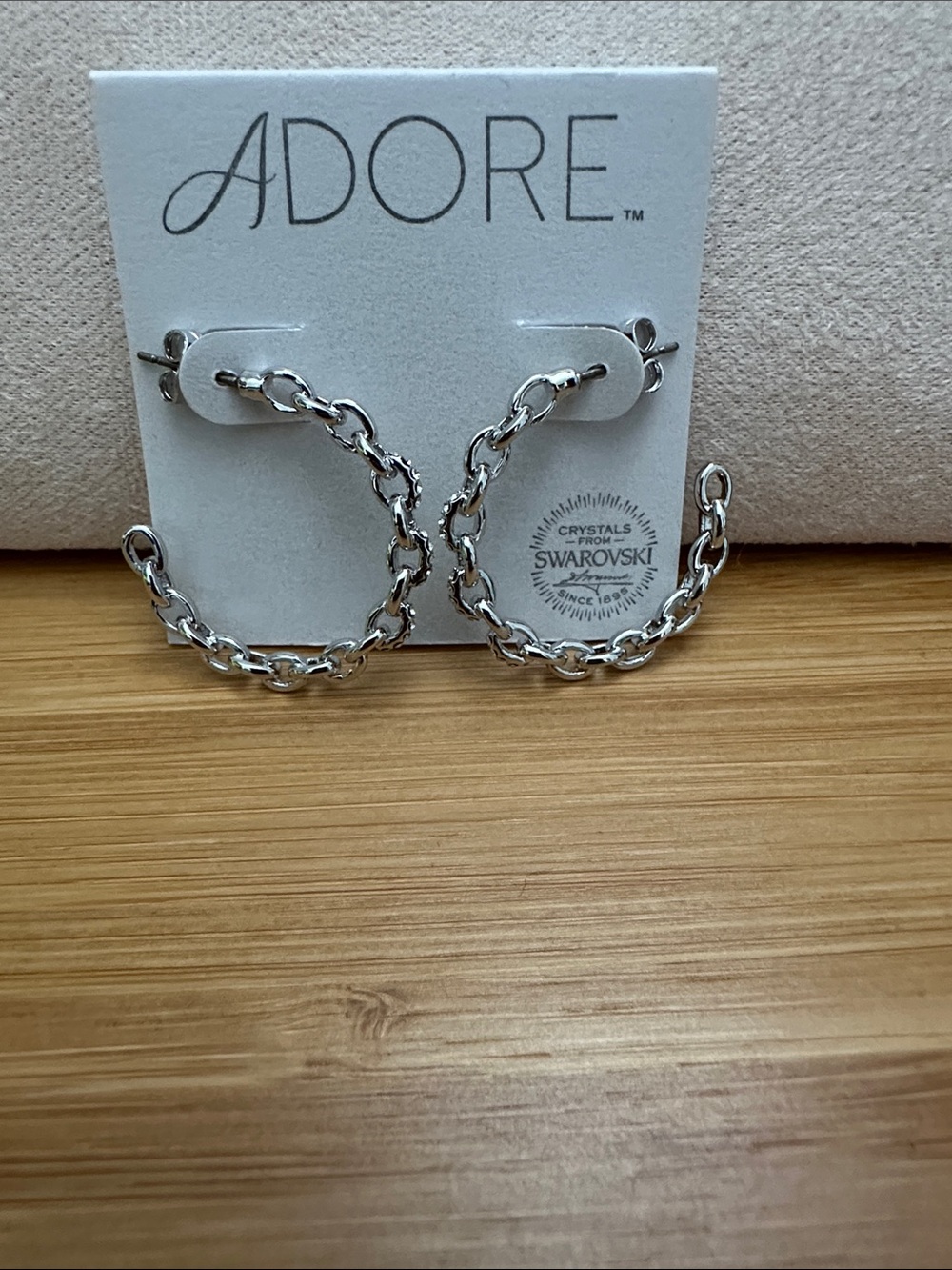 Adore Silver-Tone Hoop Earrings Made with Swarovski Crystal Detail